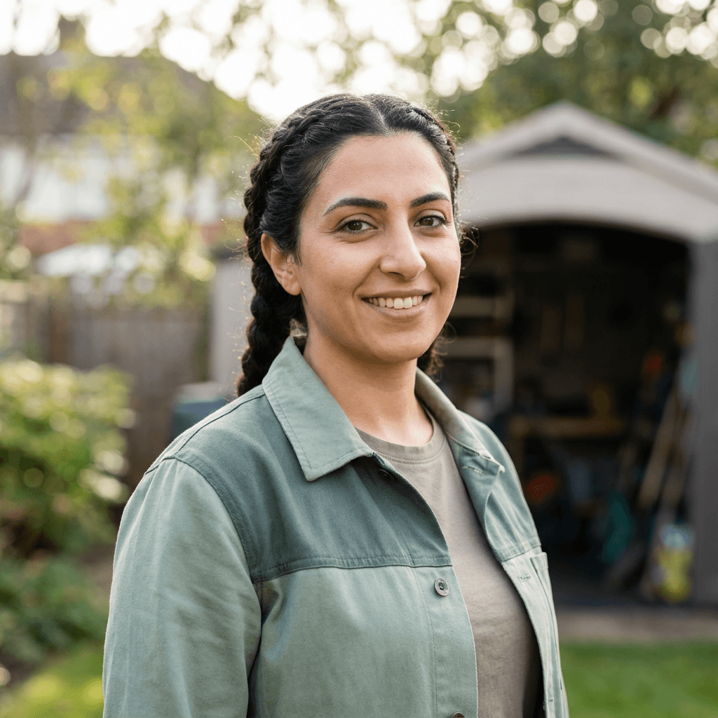 Sarah Patel, homeowner with cleaned roof